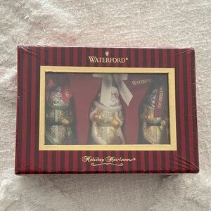 VINTAGE NEW IN BOX WATERFORD SANTA ORNAMENTS 3 IN THE SET